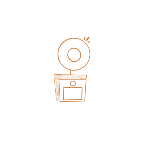 Illustration logo sous forme de dessin couleur marron de notre photobooth
